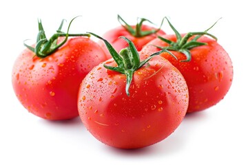 Poster - Fresh red tomatoes with water droplets, great for food or kitchen use