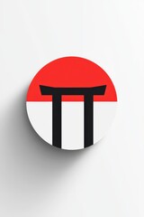 Poster - Minimalist app icon design for Japanese brand Nisshoku featuring traditional torii symbol in black, red, and white