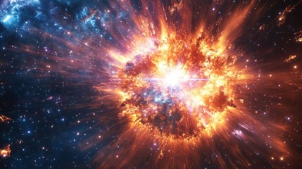 Wall Mural - supernova explosion with fragments of the dying star shooting outward in a brilliant display of ligh
