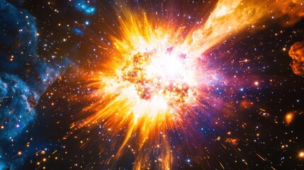 Wall Mural - supernova explosion with fragments of the dying star shooting outward in a brilliant display of ligh