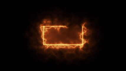 Poster - Fire loading icon on black abstract background. Abstract beautiful color neon rectangle illustration background