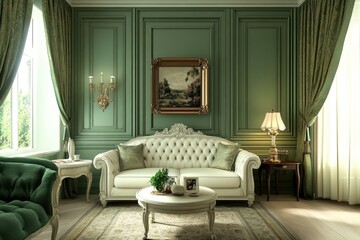 Poster - Modern Interior Design of a Stylish Living Room with Elegant Furniture and Classic Decor