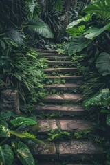 Poster - Steps amidst verdant foliage