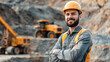 © Kowit - Male Technician in Hard Hat at Quarry with Heavy Machinery, Industrial Safety Concept