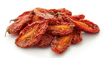 Canvas Print - A collection of dried tomatoes arranged on a white surface