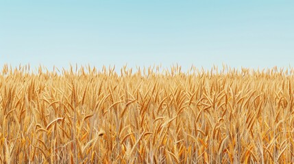 Poster - A lush field of wheat swaying gently in the breeze, set against a bright blue sky