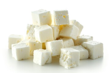 Poster - A pile of cubes of cheese stacked on top of each other