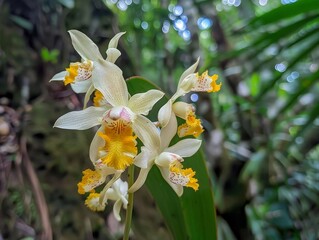 Sticker - Tropical Orchid in Rainforest Bloom