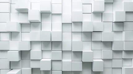 Futuristic White Cubic Structure. Abstract Geometric Pattern with High Tech Connectivity