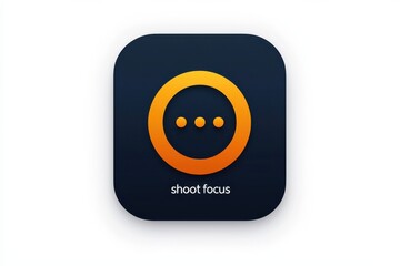 Aufkleber - app icon design with rounded corners featuring an orange circular symbol and simple dots on a dark b