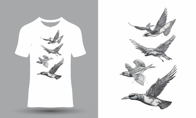 Naklejka na meble white t-shirt with birds design