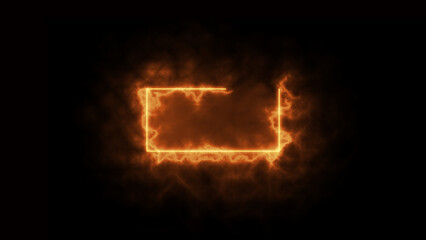 Poster - Fire loading icon on black abstract background. Abstract beautiful color neon rectangle illustration background