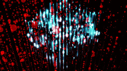 Aufkleber - Loopable snow glitter falling background, Fireworks at New Year and copy space. Festive background on the eve of the New Year. 3D rendering.red background