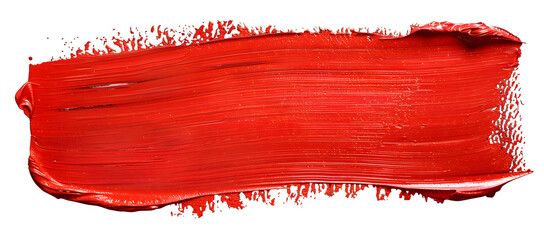 Sticker - Red block stroke of paint isolated on transparent background