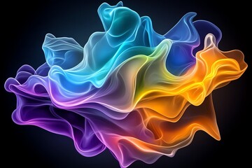 Aufkleber - A digital abstract piece with flowing, liquid-like shapes and vibrant colors, creating a sense of motion and fluidity
