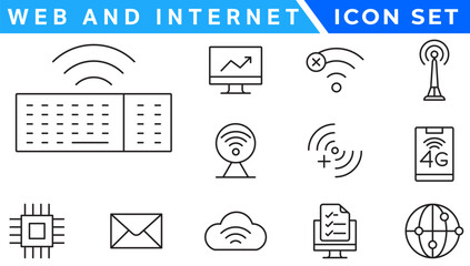 Poster - Web and internet line icons collection. Big UI icon set in a flat design. Thin outline icons pack. Vector illustration