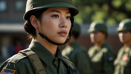 East Asian female soldier for veteran appreciation.