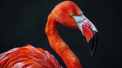 flamingo bird on isolated black background