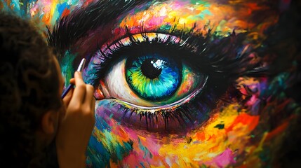 Wall Mural - 86. A vibrant deity of creativity painting the world with colors