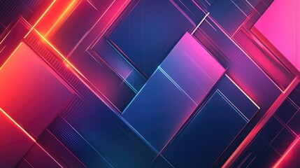 Poster - A futuristic abstract background with geometric shapes and laser-like lines, forming a vibrant, high-tech banner with bold color contrasts and sleek design