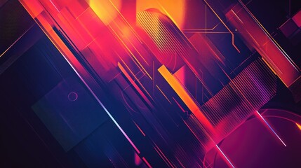 Poster - A futuristic abstract background with geometric shapes and laser-like lines, forming a vibrant, high-tech banner with bold color contrasts and sleek design