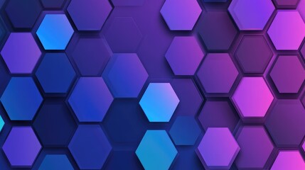 Poster - A modern abstract vector pattern featuring blue and purple hexagons fading into each other, forming a gradient background with geometric precision