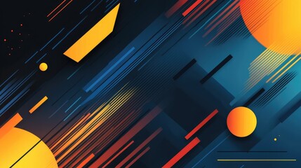 Poster - A sleek, abstract banner with a combination of geometric shapes and flowing lines, creating a futuristic and colorful background with sharp contrasts