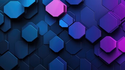 Poster - a sleek, modern abstract background with gradient hexagons in shades of blue and purple, forming a d