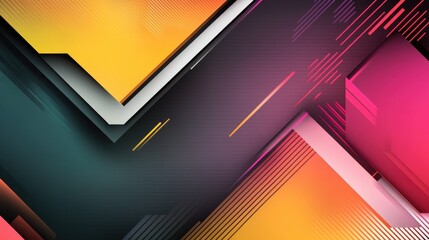 Poster - A sleek, colorful abstract background with layered hexagons and sharp lines, combining bold colors and geometric shapes to form a modern banner