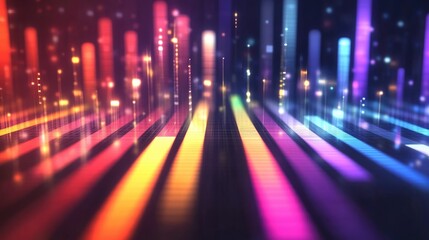 Poster - A vibrant digital sound wave equalizer background featuring colorful bars that pulse in rhythm, creating an energetic atmosphere perfect for music and audio-related themes