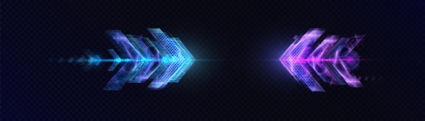 Poster - Light effect high speed movement arrow light speed bright glow for web design game interface and illustration.