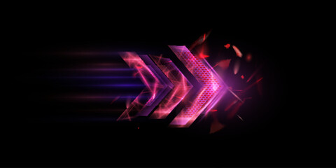 Leinwandbilder - Light effect of high speed movement of light high speed bright arrow bright pink glow. Dynamic movement of high speed arrow of light energy. Vector