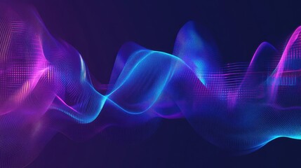 Poster - An abstract background showcasing a digital equalizer with smooth gradients transitioning through blues and purples, evoking a sense of fluidity and modernity in sound design