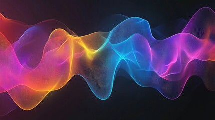 Poster - An abstract representation of a digital sound wave equalizer with colorful gradients and flowing lines, illustrating the smooth transition of sound waves in a modern style