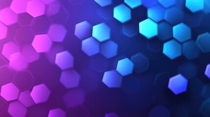 Poster - An abstract vector background with hexagons in cool shades of blue and purple, blending seamlessly in a geometric gradient pattern