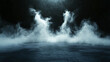 © Vector point - Dark Foggy Background with Blue Light, Dark fog over mysterious landscape, ominous storm approaching.
