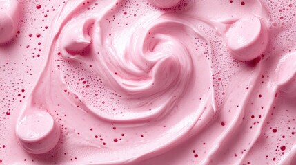 Wall Mural - Close-up shot of pink whipped cream. Perfect for food, beauty, or spa branding.