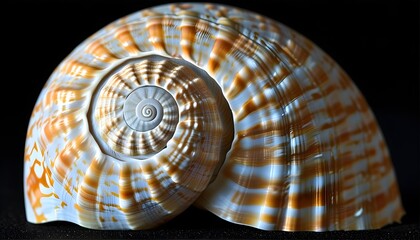 Wall Mural - Intricate Patterns of a Creamy White Spiraled Seashell in Close-Up