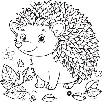 Hedgehog coloring book page.