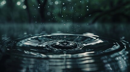 A drop of water falls into the center, creating ripples on its surface