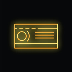 Poster - Glowing neon yellow credit card icon on a black background