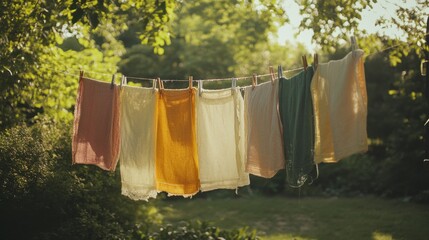 Vintage Towels Sunny Breeze. Generative AI