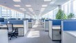 © Anzhela - Empty modern office space with cubicles and desks