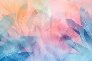 Wall Mural - A colorful leafy background with a blue leaf in the foreground