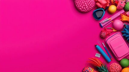 Colorful Objects on a Pink Background