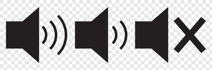 Poster - Sound icon. Set speaker icon. Sound vector icon, music volume symbol. Vector Illustration. EPS 10.