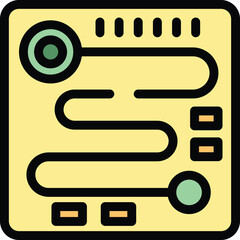 Poster - Simple icon of a circuit board, potentially representing a motherboard, with a winding green line connecting different components