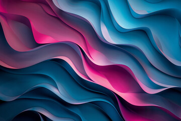 Wall Mural - The image is a colorful abstract piece with blue and pink waves