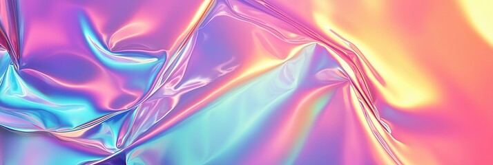 Sticker - vibrant iridescent fabric textures in pastel colors.