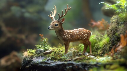 Poster - Fawn Deer in the Forest: A Close-Up Portrait